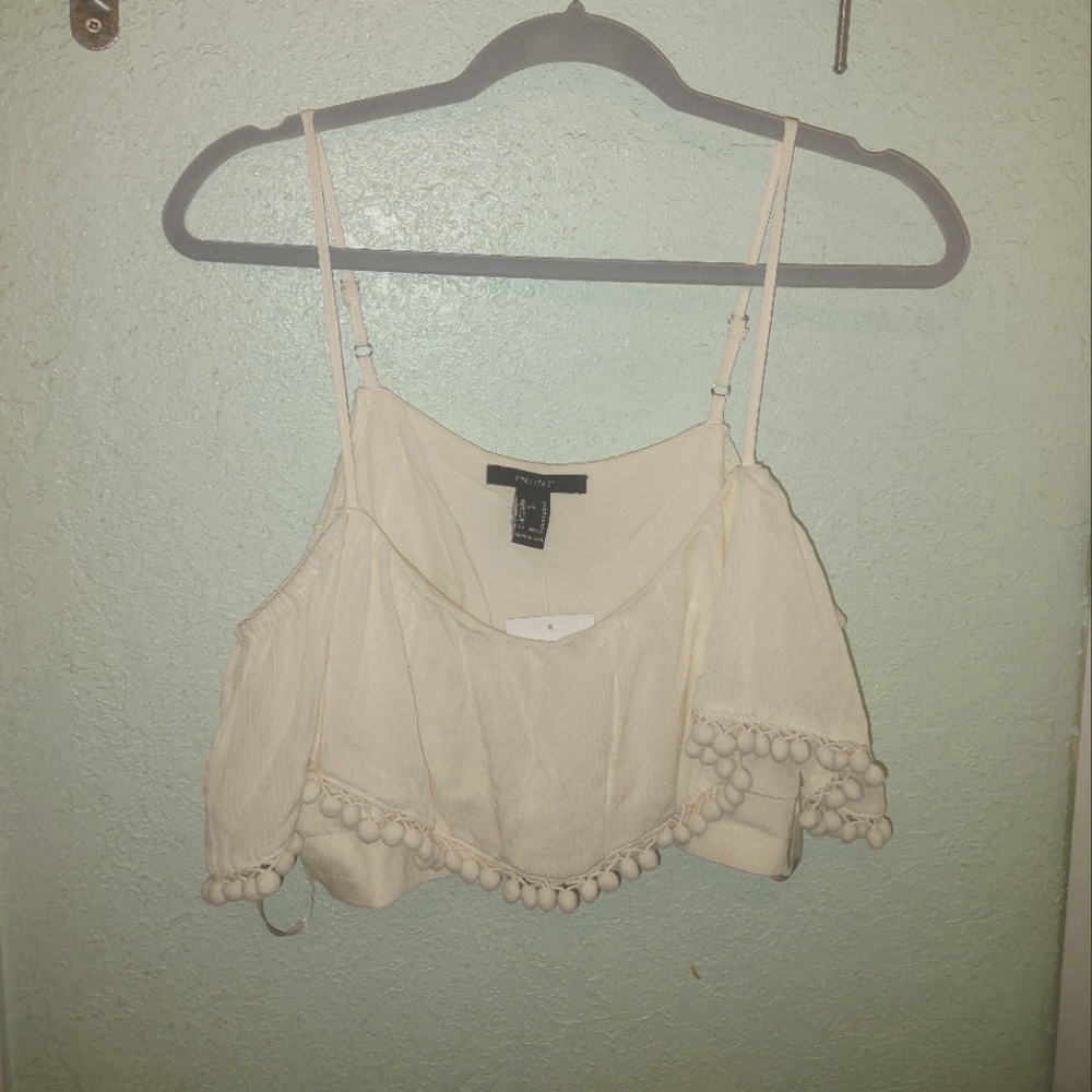 Forever 21 Cream Pom-Pom Camisole
